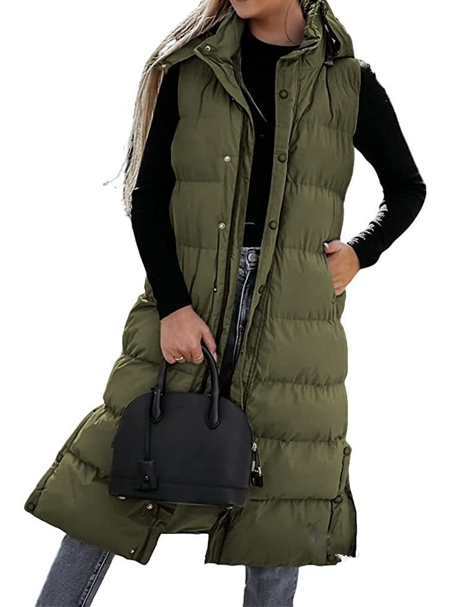 Women's Puffer Vest Long Winter Coat Sleeveless Hooded Jacket Thermal Warm Parka Windproof Gilet Zipper Outerwear Fall 2023 - US $44.99 –P3