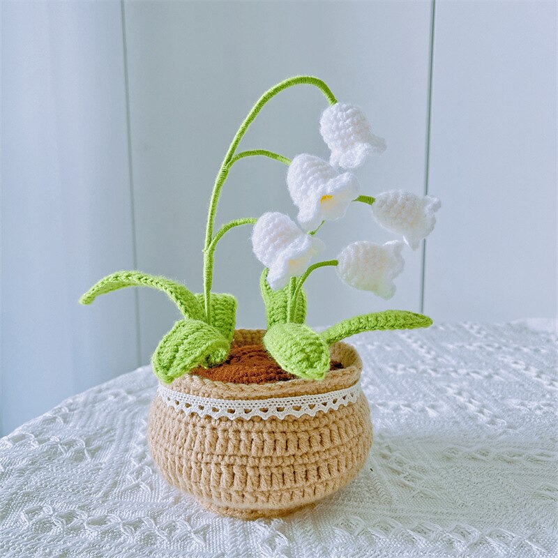 Handmade Flower Potted Crochet Knitting Kits, Wool Yarn Crochet