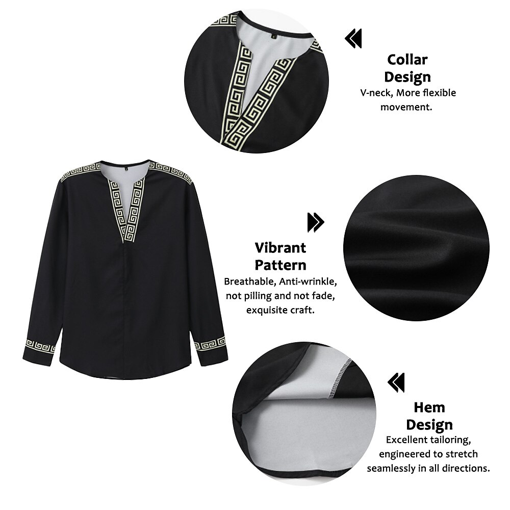 Herren Geometrie Hemd Knopfhemd Langarm Modisch Strassenmode Designer Outdoor Casual Täglich Sommer Herbst V Ausschnitt Bedruckt Schwarz Blau Braun Grün 2025 - $26.99 –P5