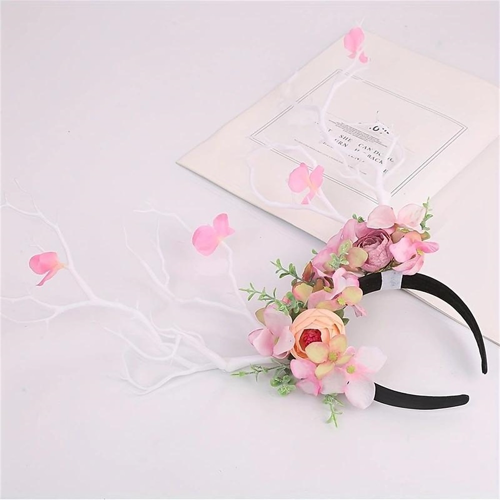 1 τεμάχιο προσομοίωση κέρατα δέντρων, κρίκοι μαλλιών, λουλούδια, κορδέλα δέντρων για γυναίκες, cosplay, χριστουγεννιάτικο φεστιβάλ, πάρτι γενεθλίων 2026 - $14.99 –P5