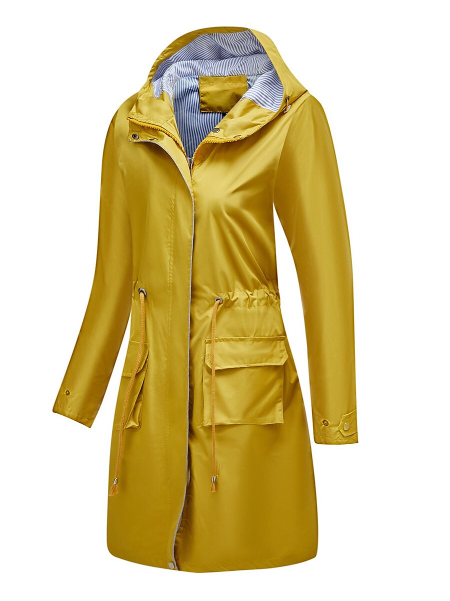 Dam Trenchcoat Utomhus Gata Dagligen Höst Vinter Lång Täcka Normal Regnsäker Håller värmen Andningsfunktion Stylish Nutida Ledigt Jacka Långärmad Slät Snörning Med fickor Svart Gul Vin 2025 - $62.99 –P3