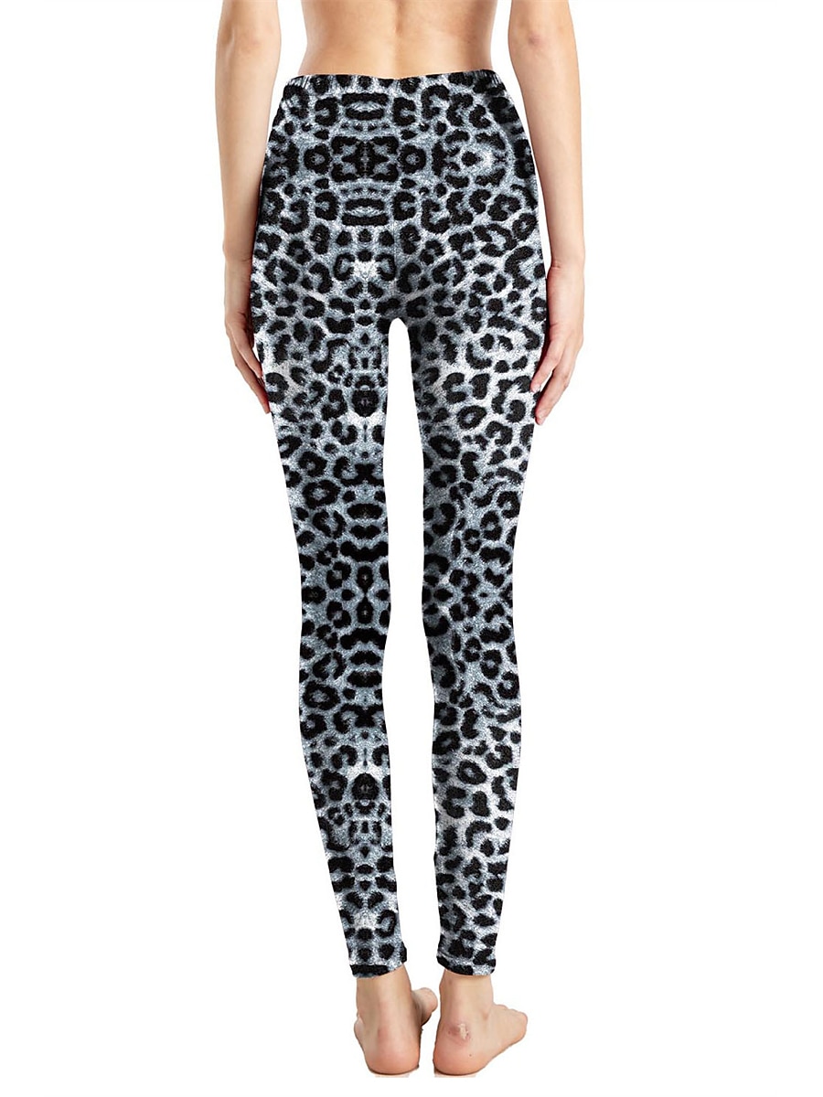 Women's Leggings Active Fashion Full Length High Waist Leopard Gradient Snake Print Elastic Waist Print Breathable Soft Comfortable Micro-elastic Outdoor Vacation Home Leopard Print 0358 blue and 2025 - $13.99 –P37