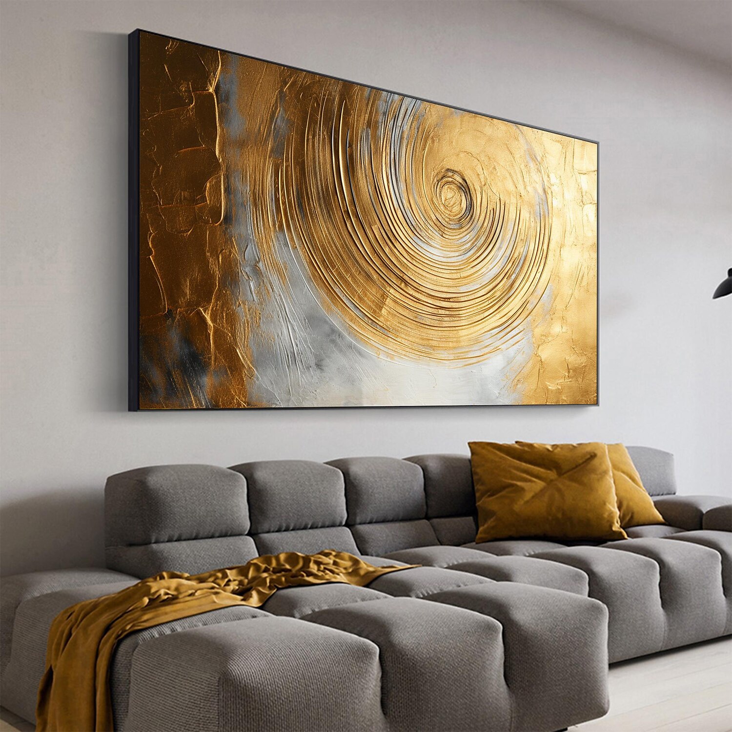 Handmade Oil Painting Canvas Wall Art Decor Original Skiing Gold Texture for Home Decor With Stretched Frame/Without Inner Frame Painting 2025 - $158.99 –P13