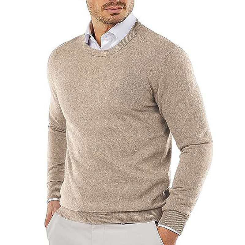 Men's Pullover Sweater Jumper Dress Sweater Jumper Ribbed Knit Cropped Knitted Plain Crew Neck Keep Warm Modern Contemporary Daily Wear Going out Clothing Apparel Fall Winter Black Yellow S M L 2025 - GBP £23 –P8