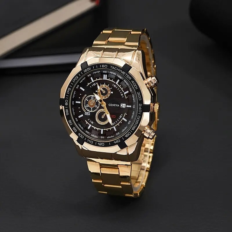 3 Stück/Set Mode Herren Geschäfts Quarz Uhr  Casual Halskette  Armband 2025 - $23.99 –P3