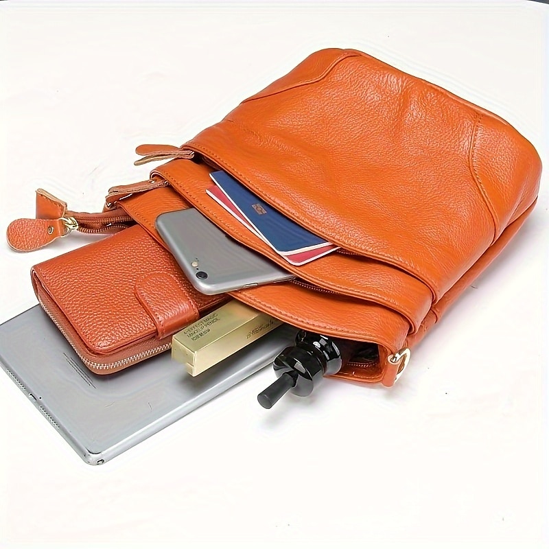 Waterproof and Wear-resistant Genuine Leather Crossbody Bag for Women - Versatile Multi-layer Shoulder Bag with Clutch Design 2025 - $42.99 –P2