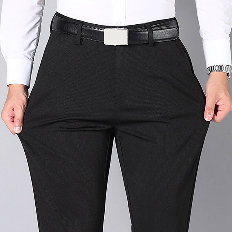 Men's Dress Pants Trousers Chinos Pocket Plain Comfort Breathable Wedding Business Casual Fashion Formal Black Navy Blue Stretchy 2023 - AED 101 –P1