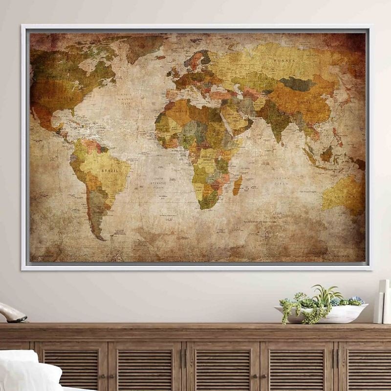 wereldkaart wordt afgedrukt kunst aan de muur moderne foto home decor muur opknoping cadeau gerold canvas ingelijste niet uitgerekt 2025 - $45.99 –P10