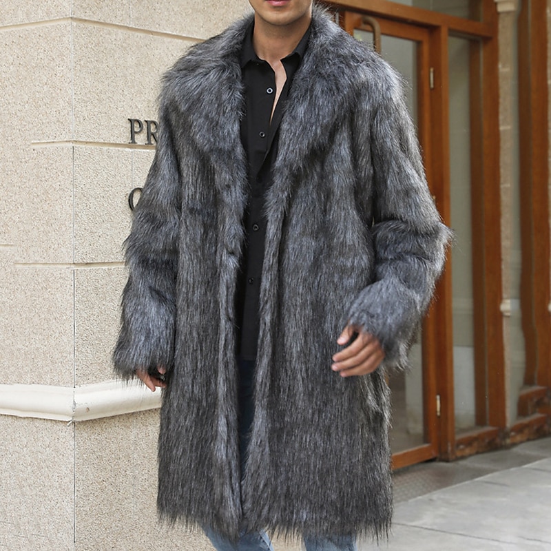 Homme Manteau d'hiver Veste d'Hiver Manteau en fausse fourrure Extérieur Usage quotidien Chaud Poche Automne Hiver Plein Mode Vêtement de rue Revers Normal Noir Blanche Jaune Marron Gris Claire Veste de 2025 ? $82.99 –P1
