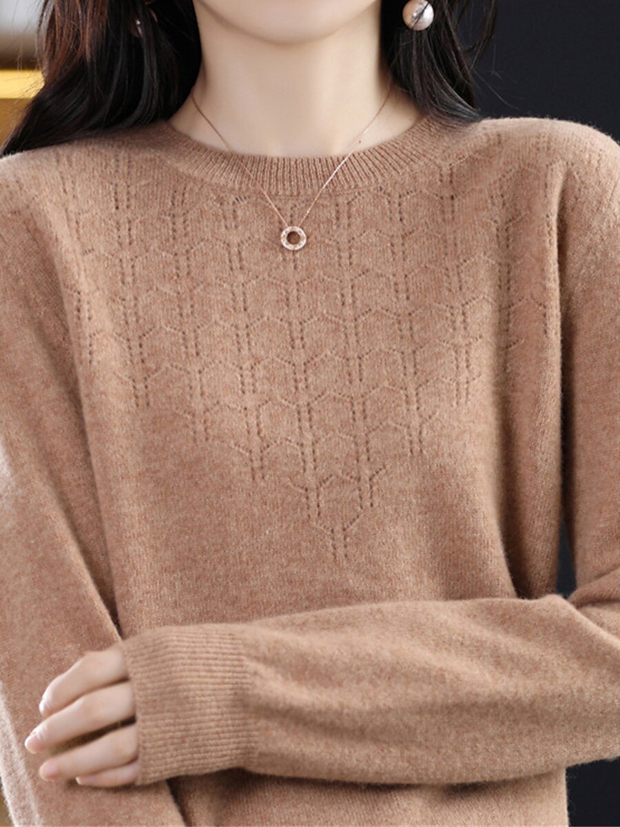 Dam Pullover tröja Mode Streetwear Ledigt Ensfärgat Ribbad Rund hals Stickat Långärmad Vanliga toppar Sticka Utomhus Hem Dagligen Körsbärsröd Räkor Rosa Höst Vinter 2025 - $27.99 –P7