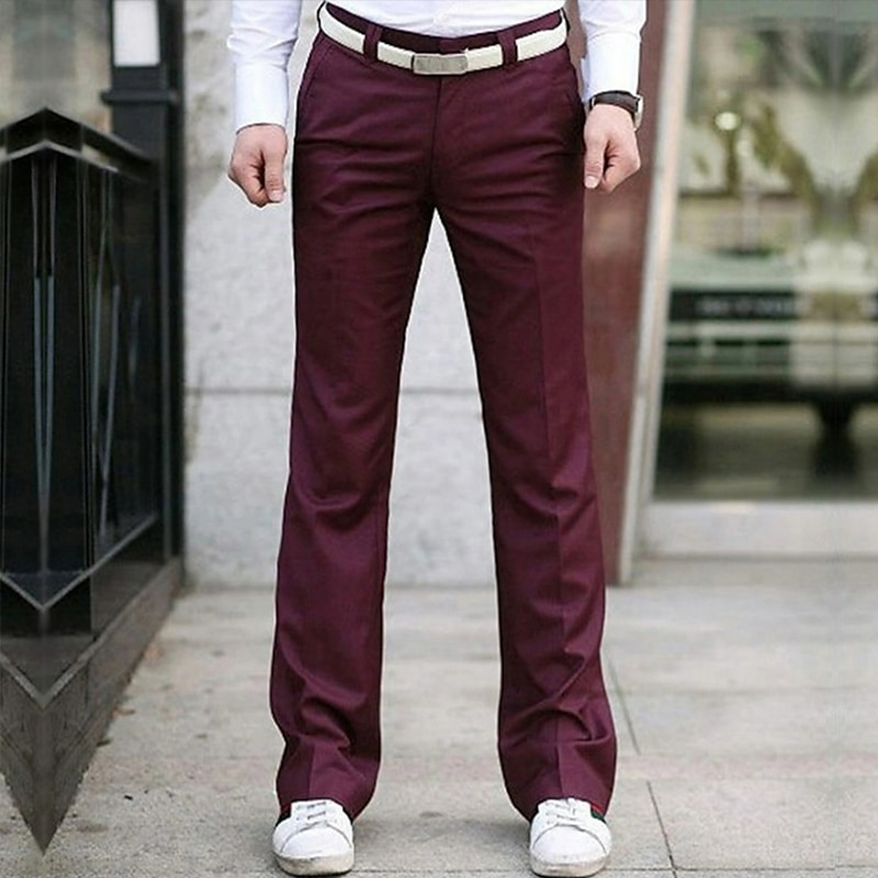 Bărbați Costume Pantaloni evazați Clopot de jos Pantaloni Buzunar Picior drept Mată Confort Nuntă Birou Afaceri Șic Stradă Retro Negru Alb Micro-elastic 2025 - $33.99 -P7