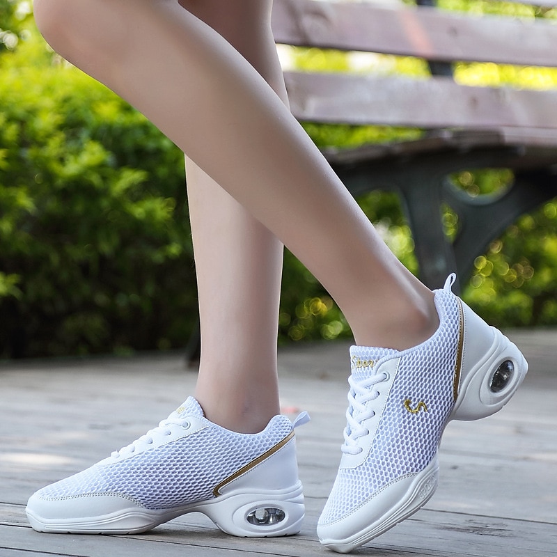adidași de dans pentru femei de culoare neagră, cu accente roz, talpă despicată și talpă cu pernă de aer - cei mai buni pentru zumba și hip-hop 2025 - $34.99 –P2