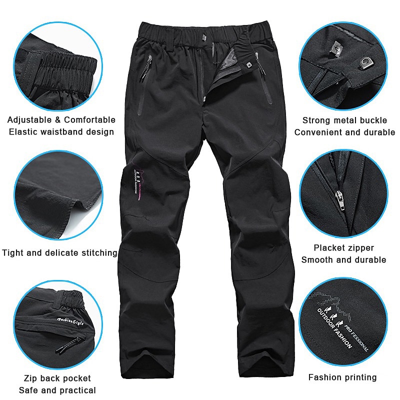 Naisten Vaellushousut Kesä Ulko- Hengittävä Vedenkestävä Nopea kuivuminen Kevyt Housut Alaosat Joustava vyötärö Vetoketjullinen tasku Violetti Musta Spandex Metsästys Kalastus Kiipeily M L XL XXL XXXL 2025 - $20.79 –P19