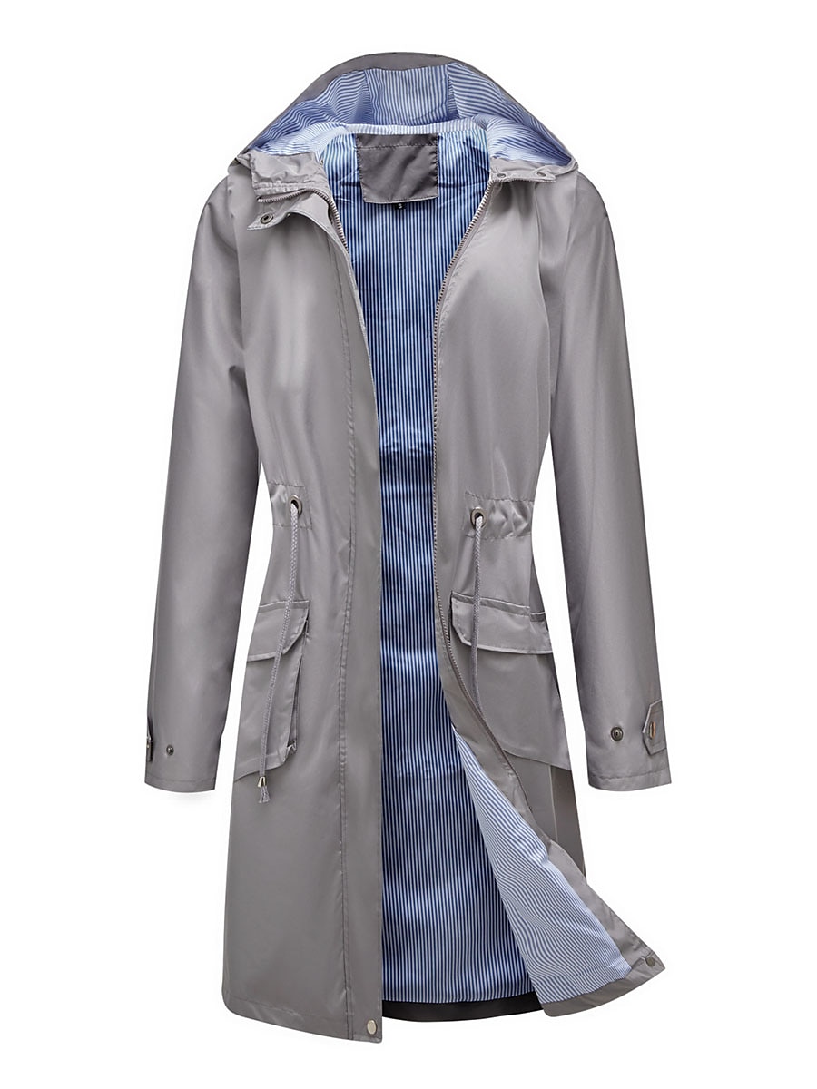 Dam Trenchcoat Utomhus Gata Dagligen Höst Vinter Lång Täcka Normal Regnsäker Håller värmen Andningsfunktion Stylish Nutida Ledigt Jacka Långärmad Slät Snörning Med fickor Svart Gul Vin 2025 - $62.99 –P12