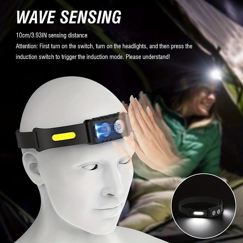 Rechargeable LED Head Torch with Motion Sensor, Lightweight Waterproof Headlamp LED Head Light for Running, Camping, Cycling 2025 - $8.99 –P3