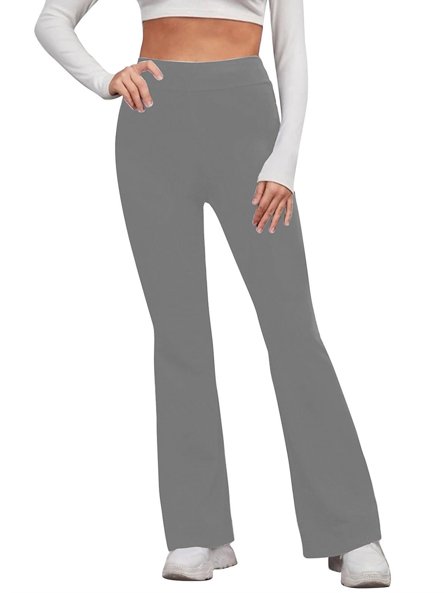 Women's Flare Leggings Fashion Streetwear Simple Full Length High Waist Solid Color High Cut Comfort Breathable Comfortable Micro-elastic Outdoor Vacation Yoga off white Black Yellow Red Fall Winter 2025 - $5.99 –P3