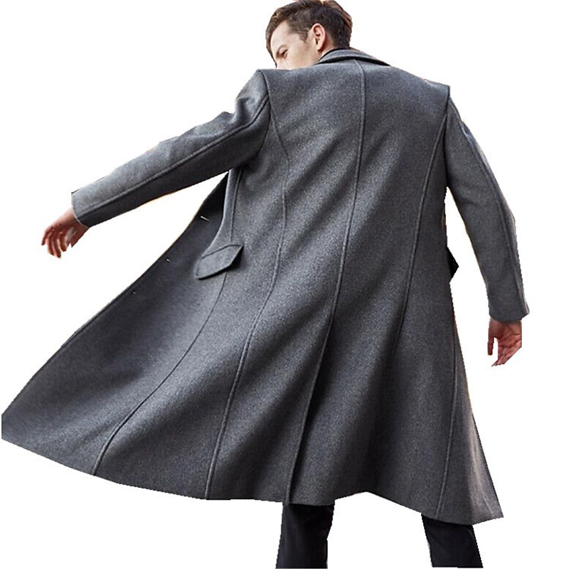 Herr Vinterkappa Rock Lång trenchcoat Utomhus Dagliga kläder Höst vinter Polyester Håller värmen Vindtät Ytterkläder Kläder Mode Streetwear Slät Kavajslag Enkelknäppt 2025 - $49.99 –P5
