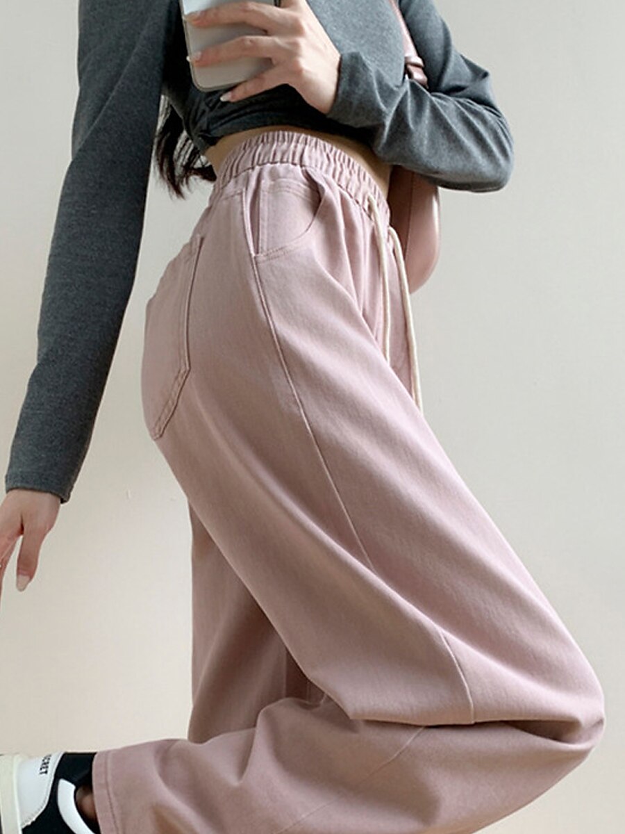 Women's Jeans Wide Leg Full Length Fashion Streetwear Street Daily Black Pink M L Fall Winter 2023 - US $36.99 –P9