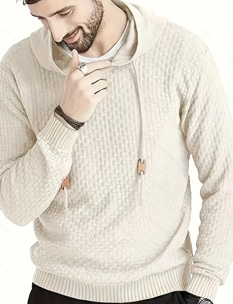 Per uomo Pullover Maglione A coste Maglia Standard A cordoncino Classico Liscio Con cappuccio Contemporaneo moderno Ufficio Da tutti i giorni Abbigliamento Inverno Nero Beige M L XL del 2026 a $19.99 –P14