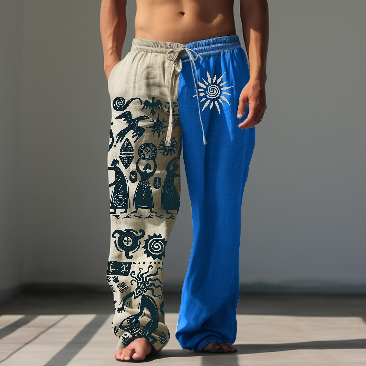 Per uomo Stampe Grafiche Pantaloni di Lino Pantaloni Larghi Misura del girovita medio Stile Etnico Casuale Coulisse Elastico in vita Tasca Frontale Primavera & Estate Nero Blu Cachi del 2025 a $28.99 –P7