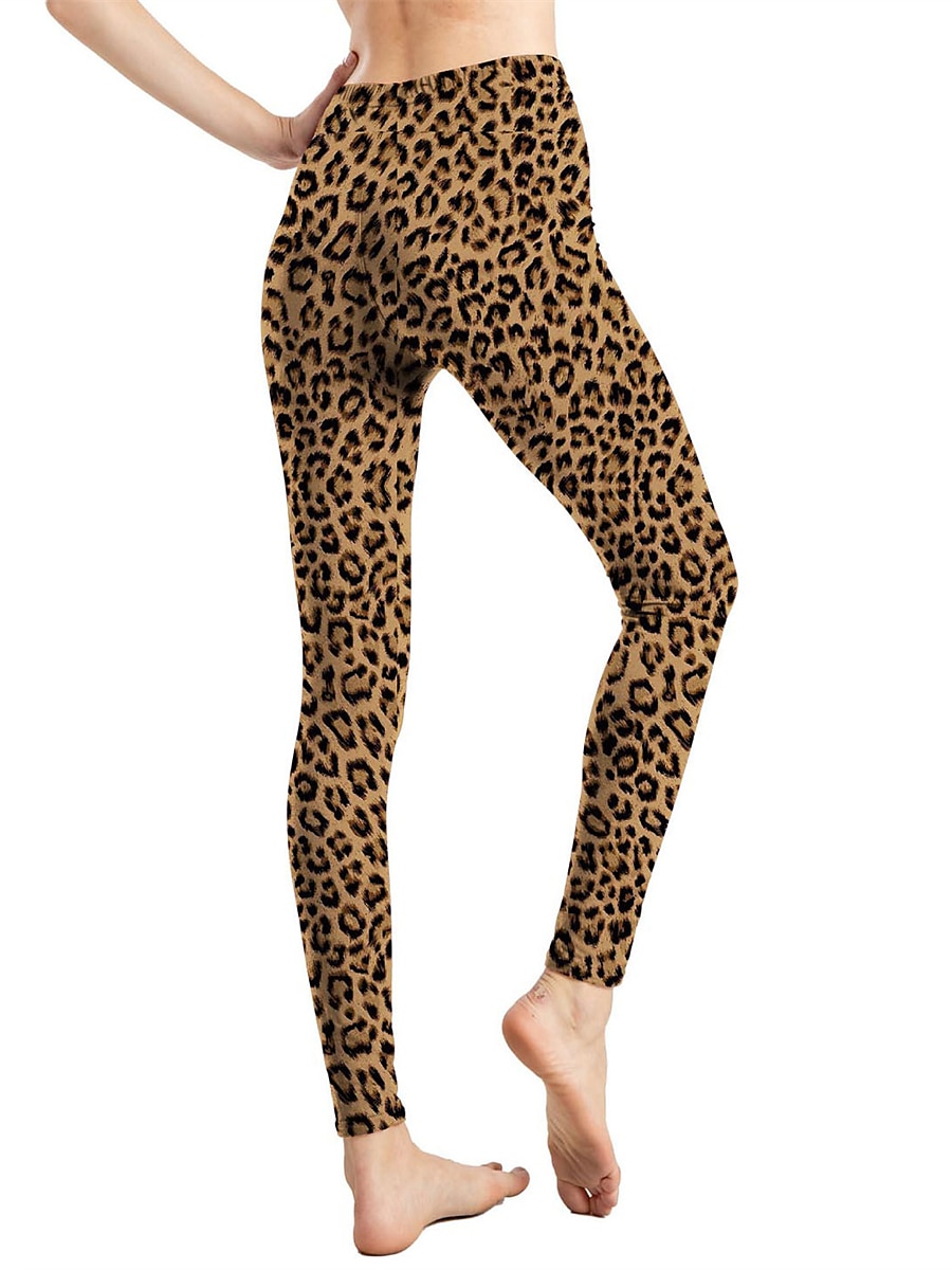 Women's Leggings Active Fashion Full Length High Waist Leopard Gradient Snake Print Elastic Waist Print Breathable Soft Comfortable Micro-elastic Outdoor Vacation Home Leopard Print 0358 blue and 2025 - $13.99 –P8