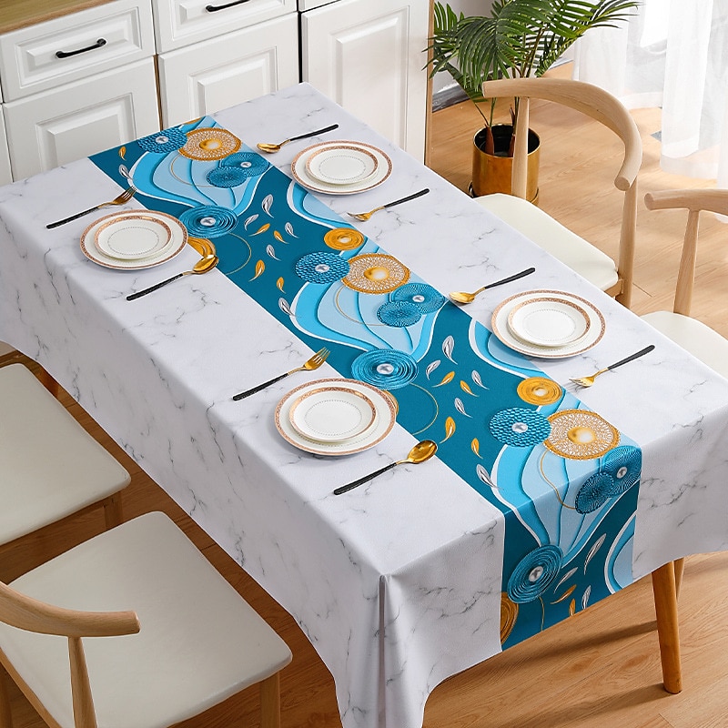 Waterproof Tablecloth PVC Oilproof Rectangle Table Cloth Table Cover for Party, Family Dining, Restrant 2025 - $11.49 –P10