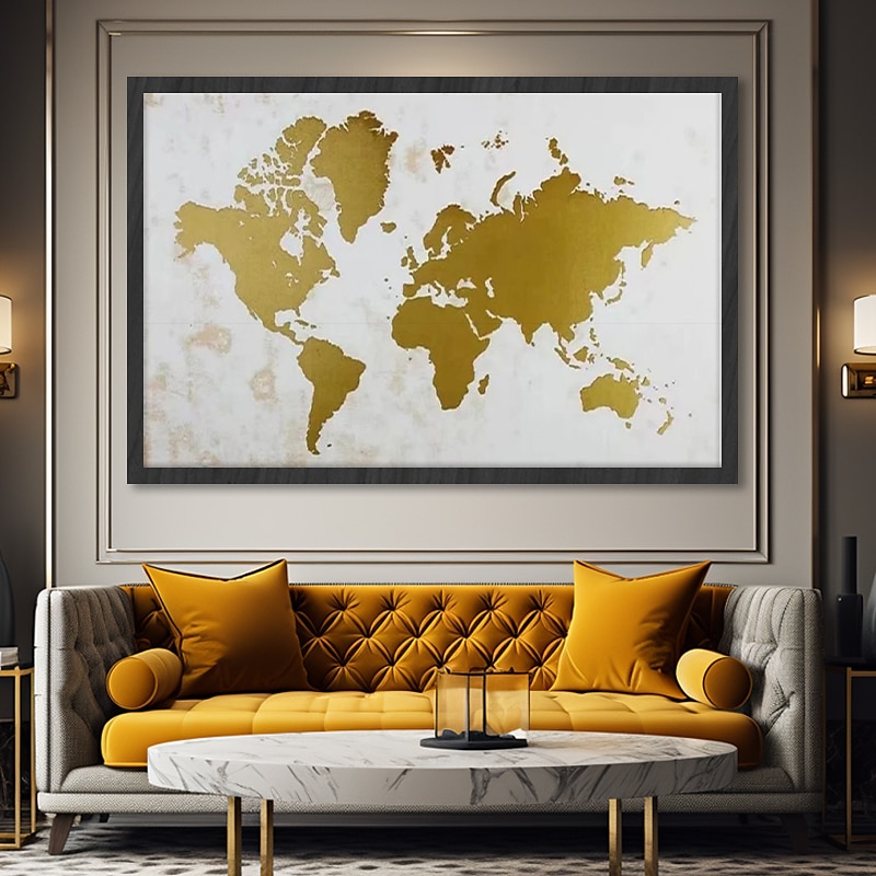 wereldkaart wordt afgedrukt kunst aan de muur moderne foto home decor muur opknoping cadeau gerold canvas ingelijste niet uitgerekt 2025 - $45.99 –P16