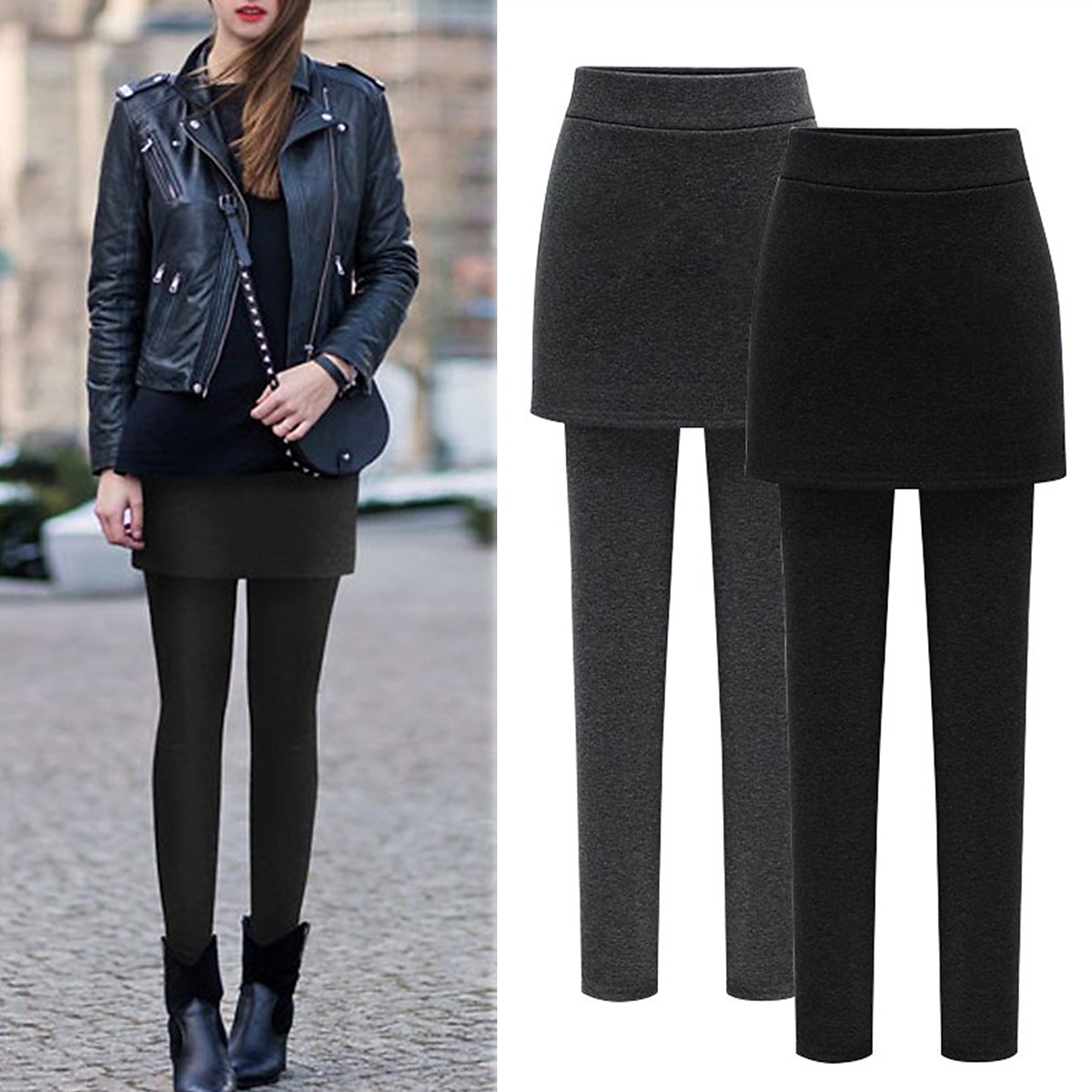 Per donna Ghette Di tendenza Streetwear Lunghezza intera Vita alta Liscio 2 in 1 Taglio alto Tenere al caldo Morbido Comodo Media elasticità Esterno Strada Giornaliero Grigio chiaro Grigio scuro Nero del 2025 a $18.99 –P1