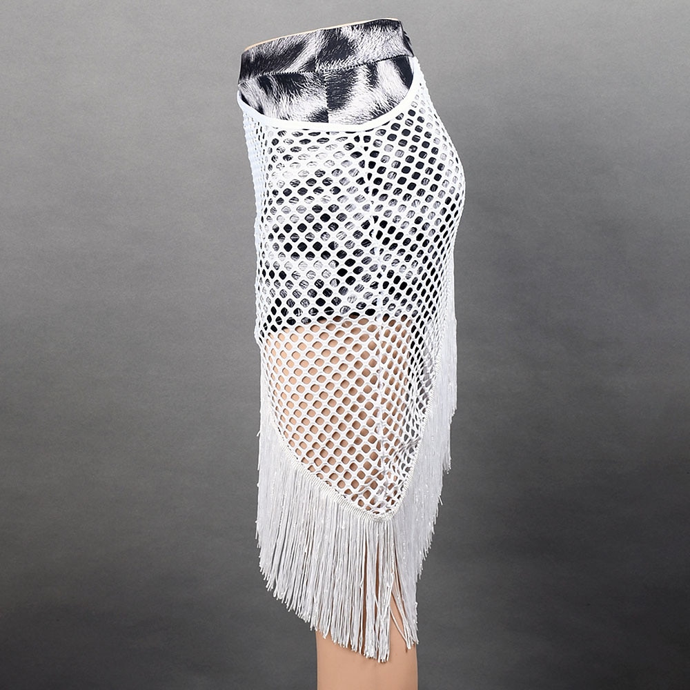 Dans Latin Fuste Imprimeu Leopard Franjuri Despicare Pentru femei Performanță Antrenament Înalt Spandex 2025 - $29.99 –P1