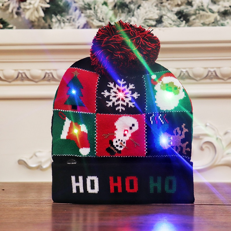 LED Christmas Hat Light Up Christmas Hat Unisex Knitted Beanie Holiday Hat Santa Claus Christmas Gifts Decoration 2026 - $15.99 –P18