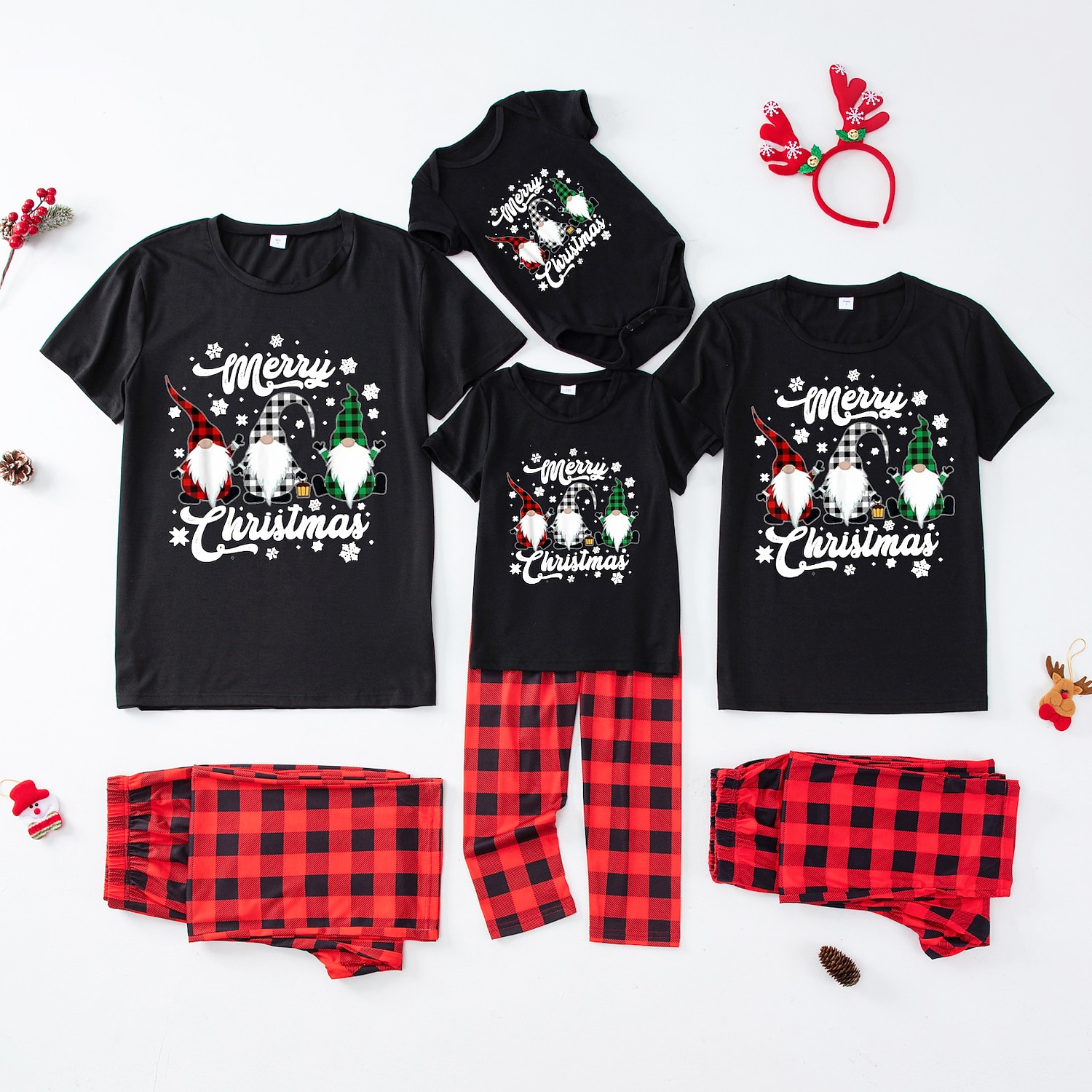 Family Christmas Family Pajamas Pajamas Graphic Plaid Pajamas Cute Christmas Pajamas School Print Colorblock Black White Long Sleeve Mommy And Me Outfits Active Matching Outfits 2026 - $16.49 –P7