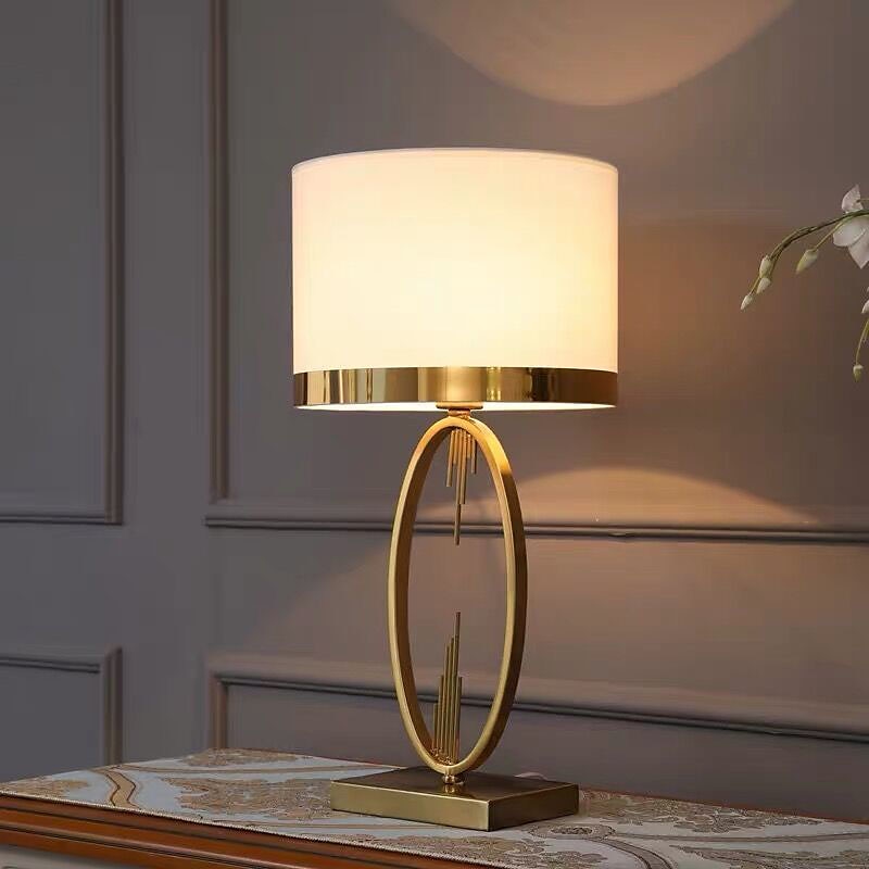 Table Lamp Light Luxury Bedroom Bedside Lamp Large Table Lamps with Drum-Shaped Fabric Lampshades Study Room Office Night Light 2025 - €167.99 –P6