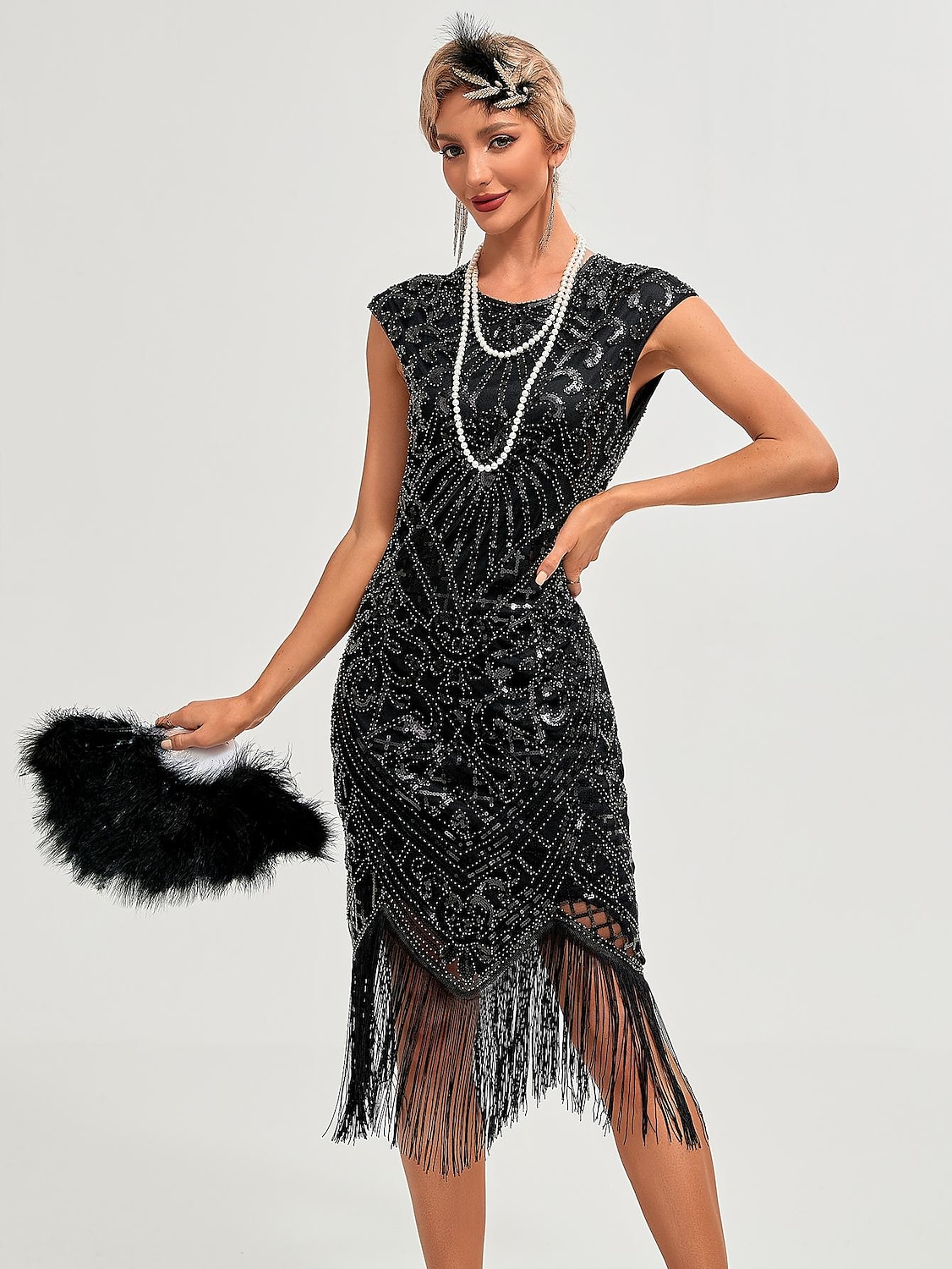 Ordító 20-as évek 1920-as évek Koktélruha Flapper ruha Ruhák Karácsonyi party ruha A nagy Gatsby Charleston Esküvői Vendég Flitter Rojt Jelmez Női Karácsony Mindszentek napja Farsang Farsang Esküv 2025 - $46.99 –P19