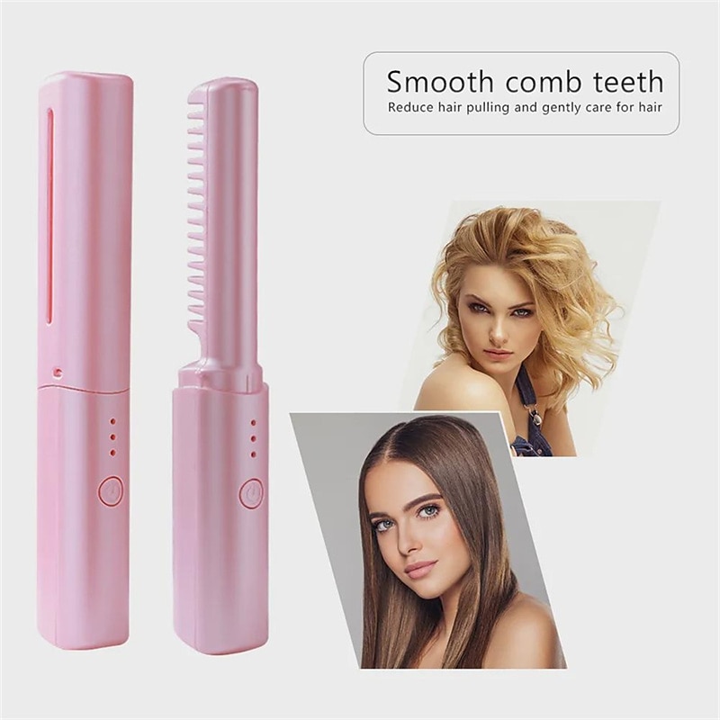 2IN1 Lazy Hair Straightener Wireless Hair Hot Comb Mini USB Rechargeable Straightener Curly Hair Stick Fast Heating Straightening Brush for Home Trave-1PC Valentine's Day Gift 2026 - $21.99 –P9