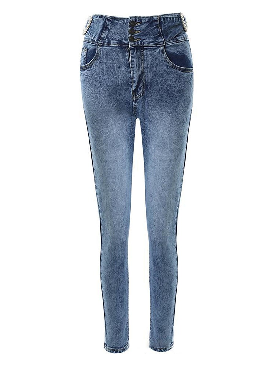 Women's Jeans Skinny Slim Full Length Fashion Streetwear Outdoor Street Blue S M Fall Winter 2023 - US $44.99 –P4