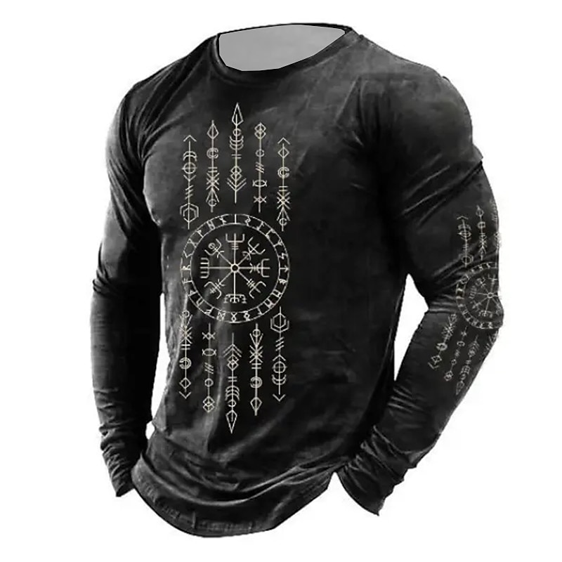 Bărbați Grafic Viching Tricou Manșon Lung Tricou Tipărire 3D Stil Nautic Cămașă Modă Designer Casual Sport exterior Concediu Ieșire Negru Primăvara & toamnă Îmbrăcăminte S M L XL 2XL 3XL 2025 - $19.99 –P1