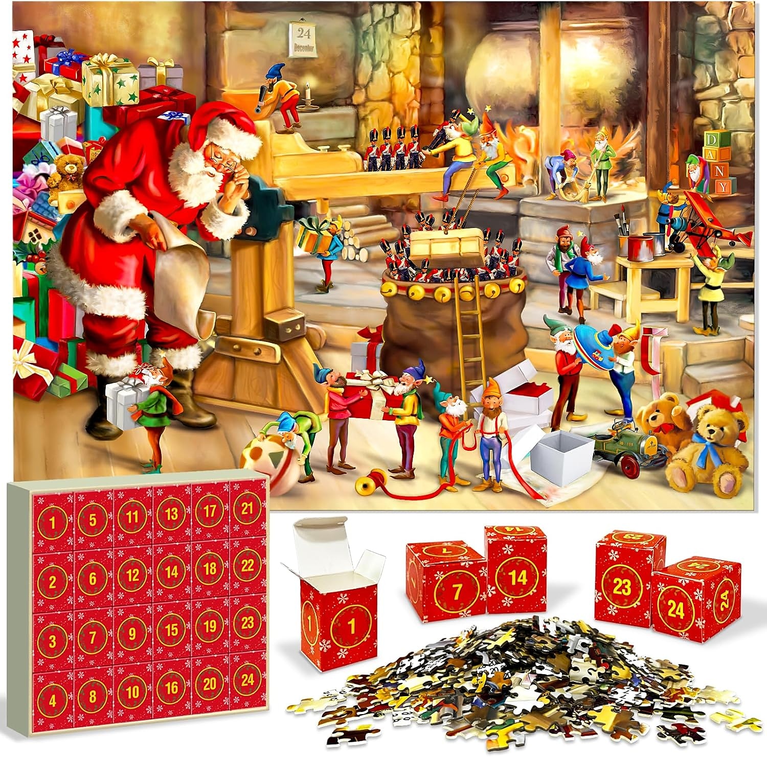 Advent Calendar 2023 Santa Claus Christmas Puzzle Santa Jigsaw Puzzle 24  Days