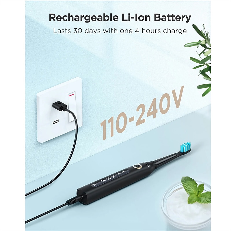 Elektrische Sonic Tandenborstel USB Opladen FW-507 Oplaadbare Waterdichte Elektronische Tandenborstels Vervangende Heads Volwassenen Valentijnsdag Cadeau 2026 - $45.39 –P15