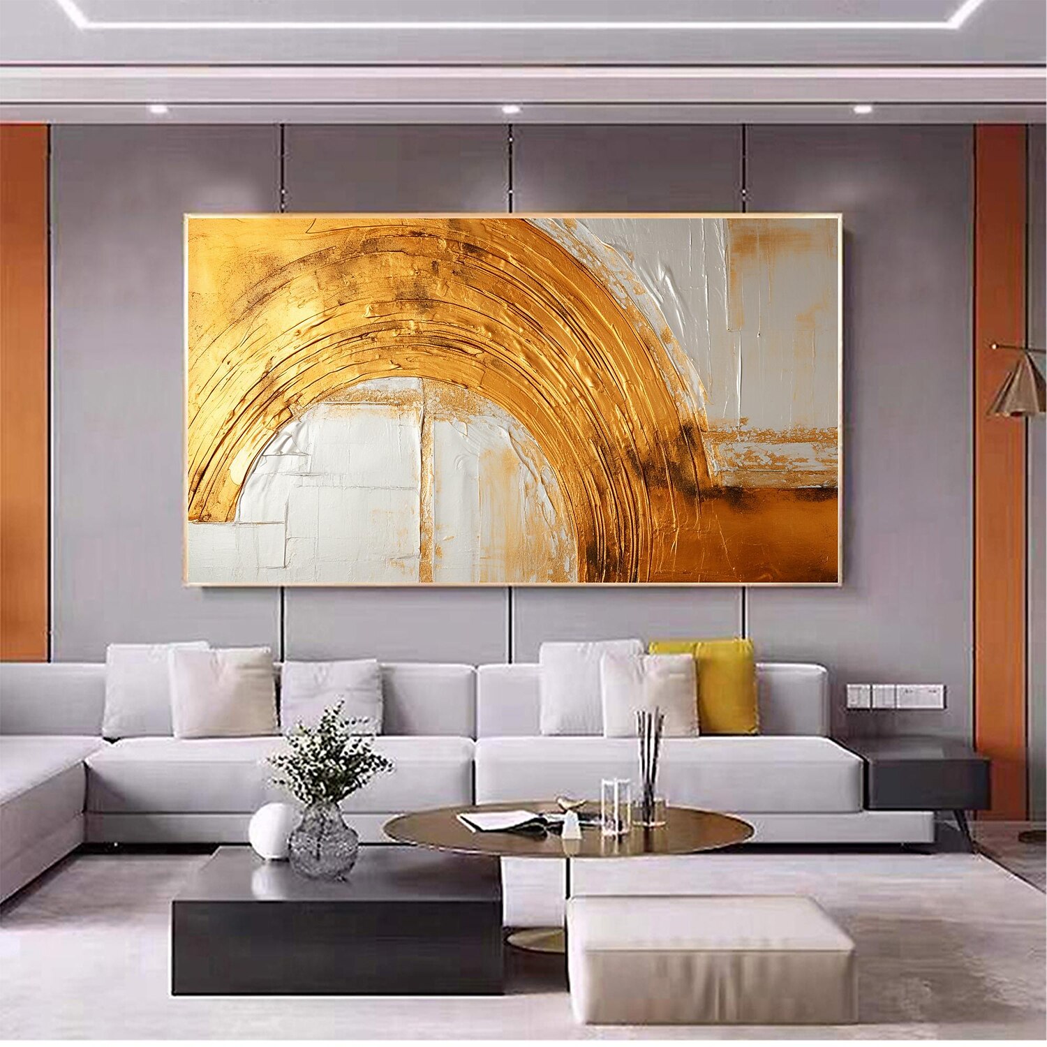 Handmade Oil Painting Canvas Wall Art Decor Original Skiing Gold Texture for Home Decor With Stretched Frame/Without Inner Frame Painting 2025 - $158.99 –P5