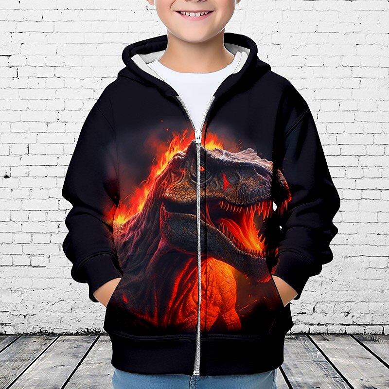Pojkar 3D Dinosaurie Huvtröja Kappa Ytterkläder Långärmad 3D-tryck Höst Vinter Mode Streetwear Häftig Barn 3-12 år Utomhus Ledigt Dagligen Normal 2025 - $18.49 –P3