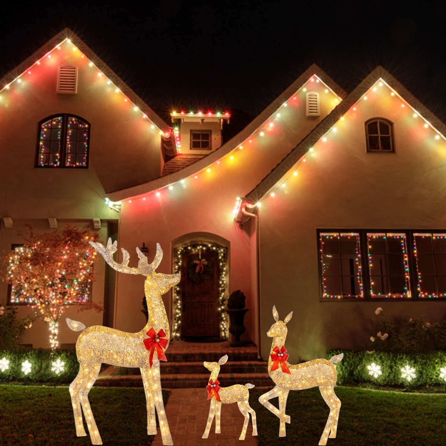 3 pièces éclairage de cerf de Noël bonne année jardin cerf lumineux de Noël, décor de scène, décor de festivals, décor de chambre, décor de maison, décor de bureaux, décor de fête à thème, décor de noël acrylique 2d plat de 2025 ? $24.99 –P3
