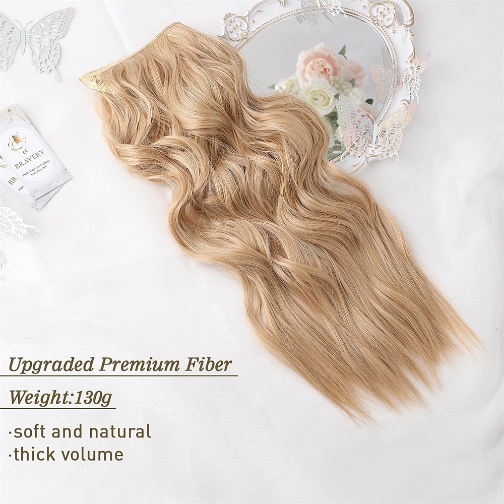 Hair Extensions 20 Inch Long Wavy Blonde Hair Extensions with Invisible Wire Adjustable Size 4 Secure Clips in Hair Extensions for Women 2025 - $13.99 –P5