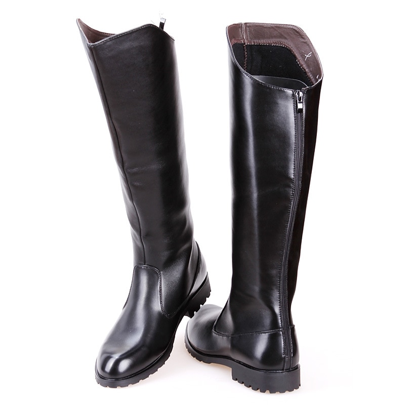 Botas de motociclista masculinas pretas de couro sintético com sola resistente - botas de motociclista clássicas de estilo equestre até o joelho para uso casual e ao ar livre de 2025 por $99.99 –P3