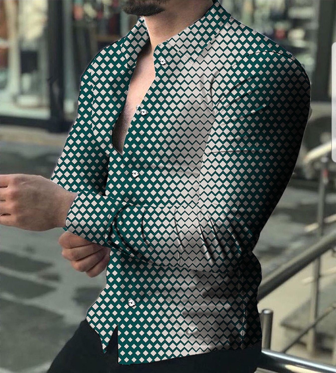Per uomo Fantasia geometrica Geometrica Camicia Camicia con bottoni Manica lunga Di tendenza Originale Informale Giornaliero Per eventi Per uscire Primavera estate Collo ripiegabile Stampa 3D Bottone del 2025 a $26.99 –P3