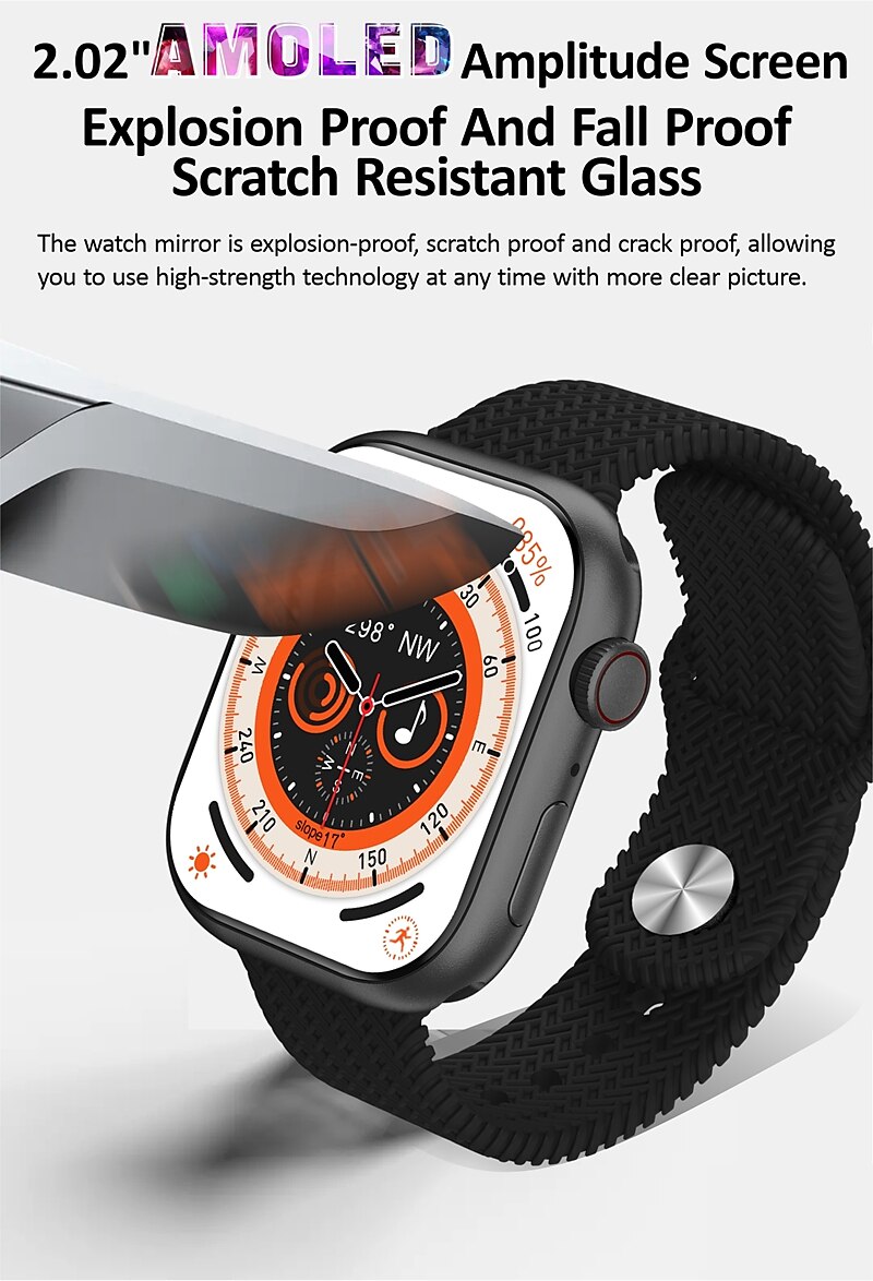 HK9 PRO MAX Smart Watch 2.02 inch Smartwatch Fitness Running Watch Bluetooth Pedometer Call Reminder Fitness Tracker Compatible with Android iOS Women Men Long Standby Hands-Free Calls Message 2025 - $59.99 –P3