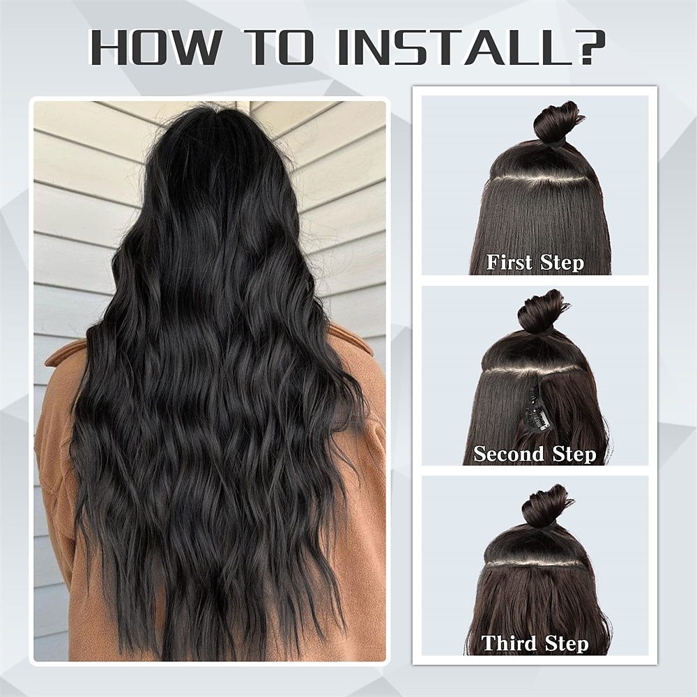 Synthetische uitbreidingen Klemmen Synthetisch haar Lang Haarextensies Clip-in 4 stuks Zacht Hittebestendig Pluizig Dames 2025 - $18.49 –P13