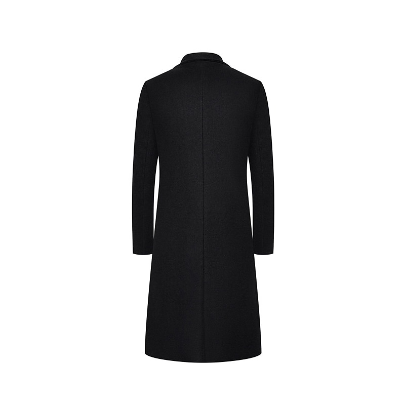 Men's Winter Coat Overcoat Trench Coat Outdoor Daily Wear Fall & Winter Polyester Thermal Warm Windproof Outerwear Clothing Apparel Fashion Streetwear Plain Lapel Single Breasted 2026 - $66.99 –P5