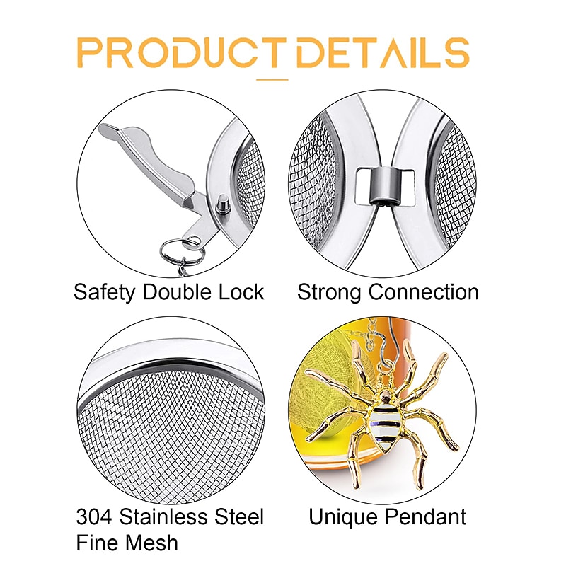 2 шт., заварочный чайник для рассыпного чая, более крутой, из нержавеющей стали, мелкая сетка, чайный шарик, заварочные приспособления для листового чая, милый подвесной диффузор для чая с медоносной 2025 - $11.99 –P2