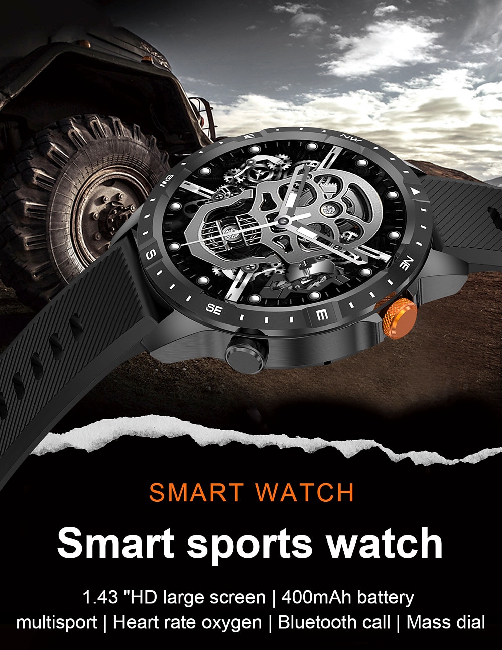 696 AK57 Smart Watch 1.43 inch Smartwatch Fitness Running Watch Bluetooth Pedometer Call Reminder Sleep Tracker Compatible with Android iOS Men Hands-Free Calls Message Reminder Custom Watch Face IP 2025 - $57.99 –P1