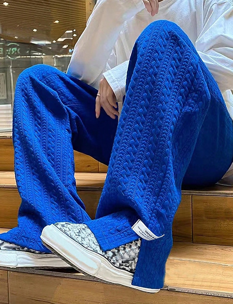 Herr Joggingbyxor Joggare Träningsbyxor med vida ben Ficka Snörning Elastisk midja Slät Komfort Andningsfunktion Utomhus Dagligen Utekväll Mode Ledigt Svart Blå 2026 - $24.99 –P1